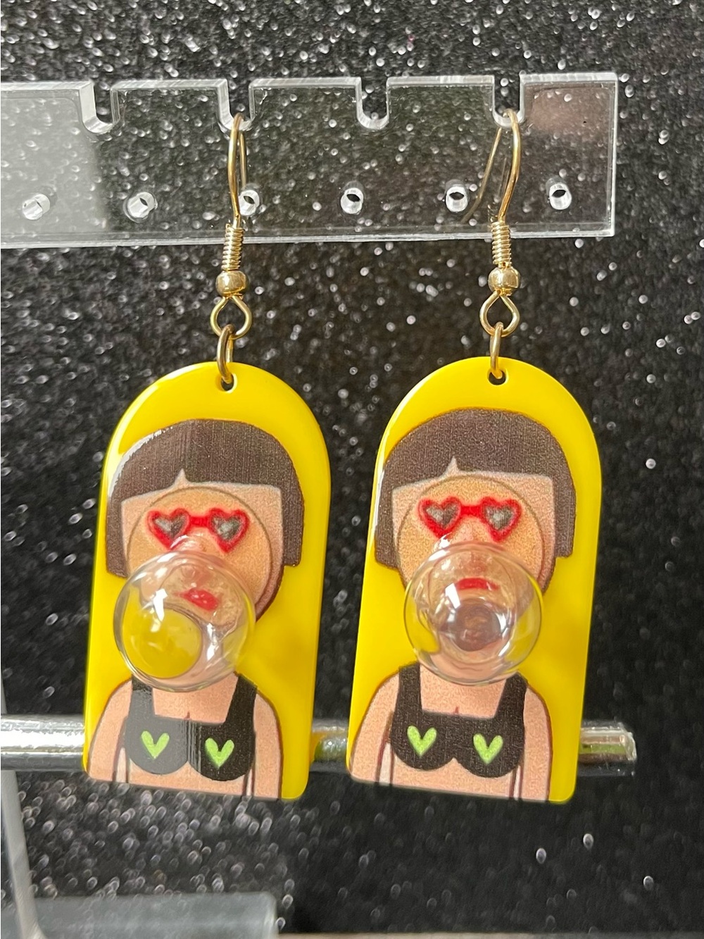 Yellow Bubble Gum Acrylic Earrings